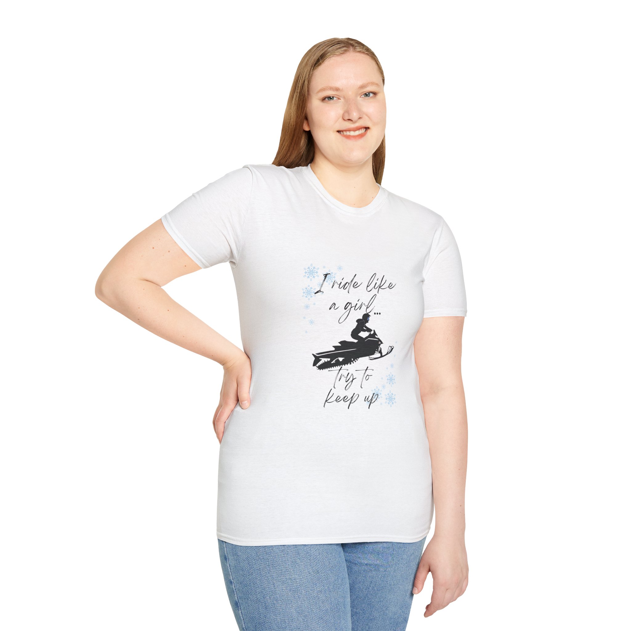 Bonvoyage Snowmobiling Adventure T-Shirt - Ride Like a Girl Design - Image 4